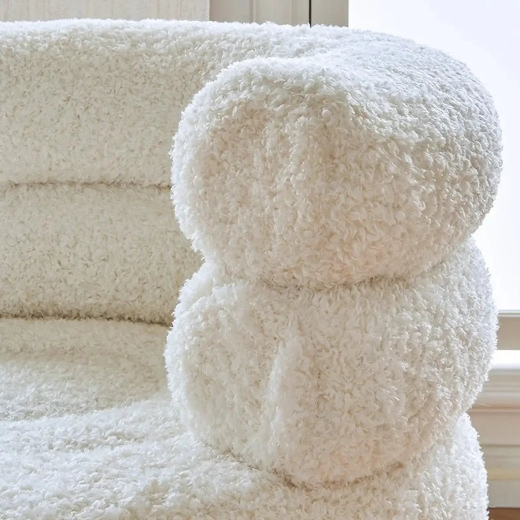 Contemporary White Sherpa Barrel Accent Chair Living Room