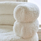 Contemporary White Sherpa Barrel Accent Chair Living Room