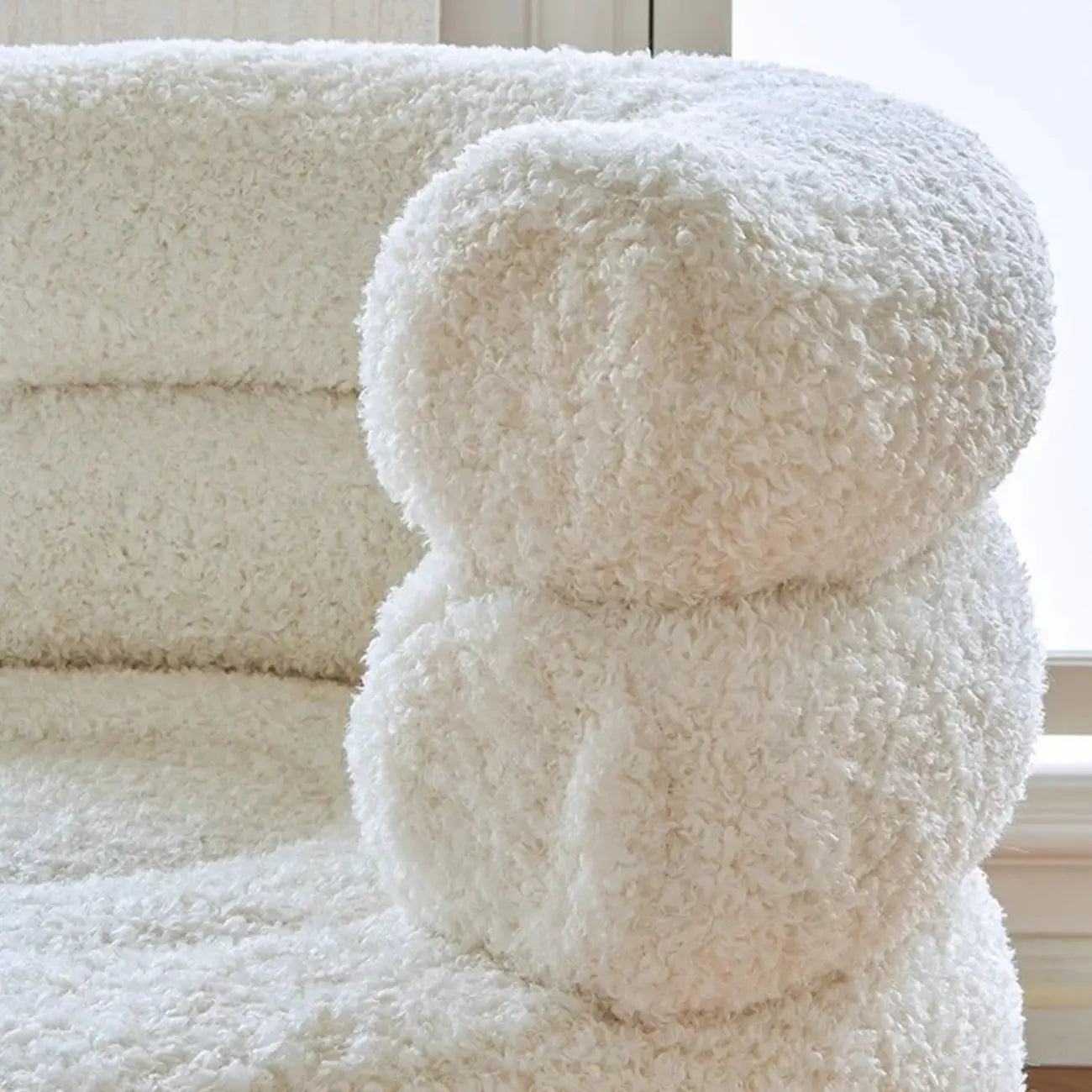Contemporary White Sherpa Barrel Accent Chair Living Room