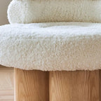 Contemporary White Sherpa Barrel Accent Chair Living Room