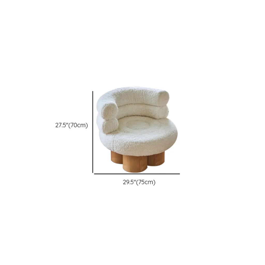Contemporary White Sherpa Barrel Accent Chair Living Room