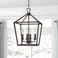 Black Geometric Metal Lantern Chandelier Modern Design