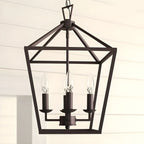 Black Geometric Metal Lantern Chandelier Modern Design