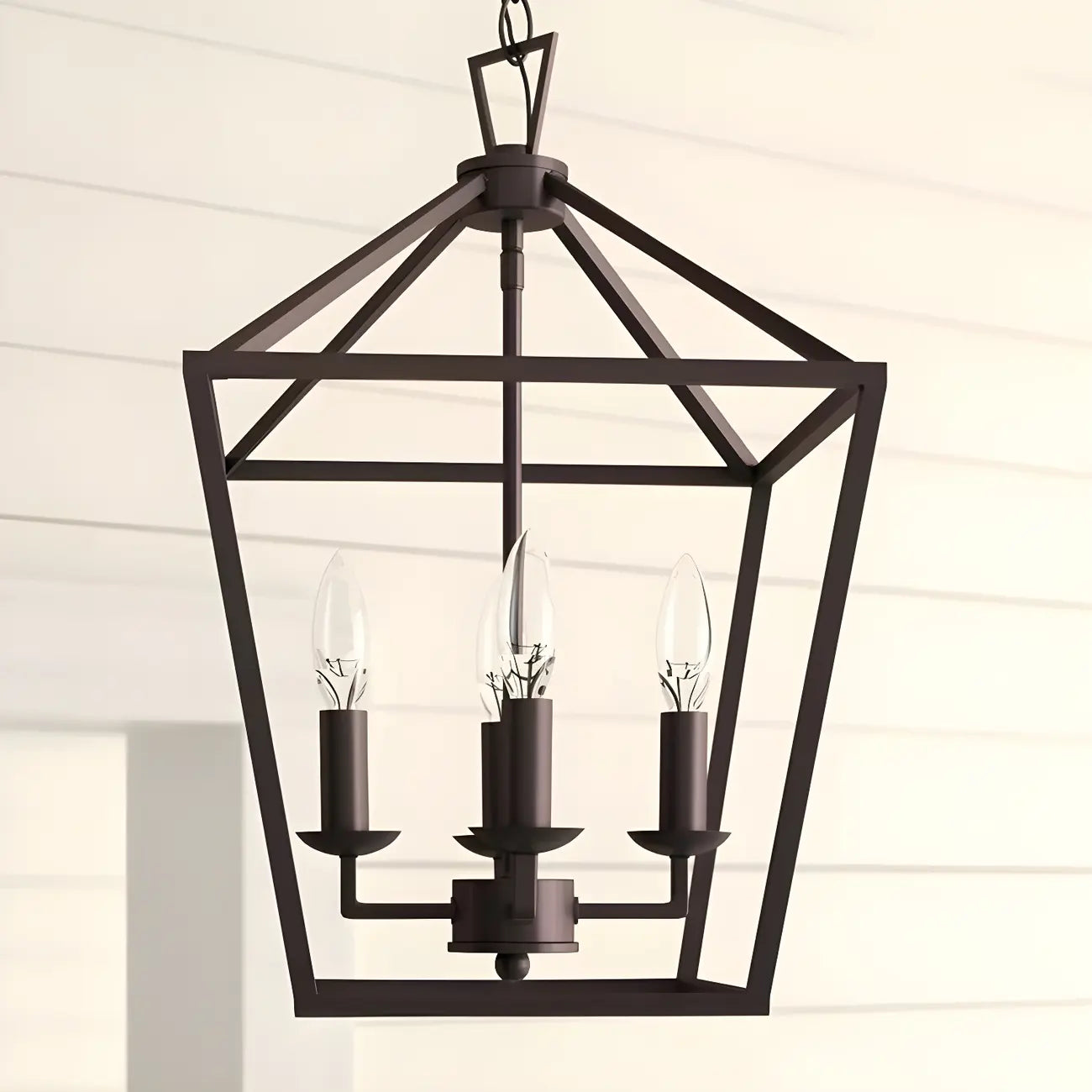 Black Geometric Metal Lantern Chandelier Modern Design