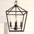 Black Geometric Metal Lantern Chandelier Modern Design