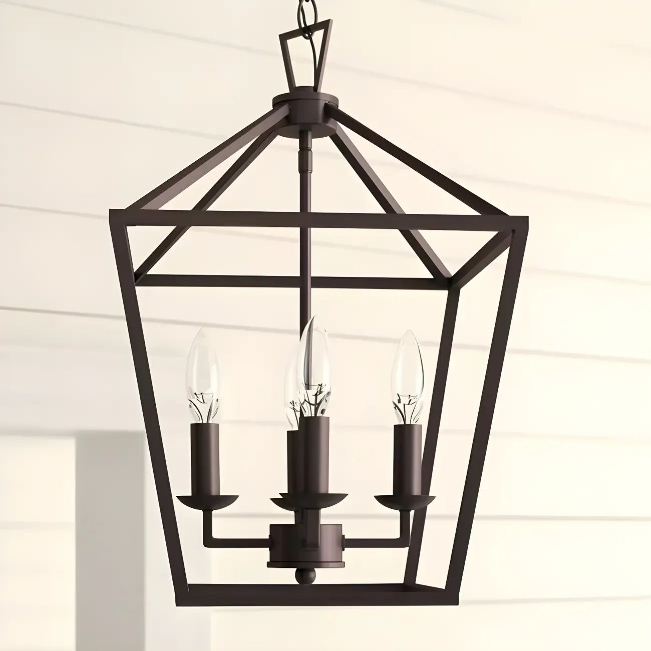 Black Geometric Metal Lantern Chandelier Modern Design