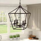 Black Geometric Metal Lantern Chandelier Modern Design