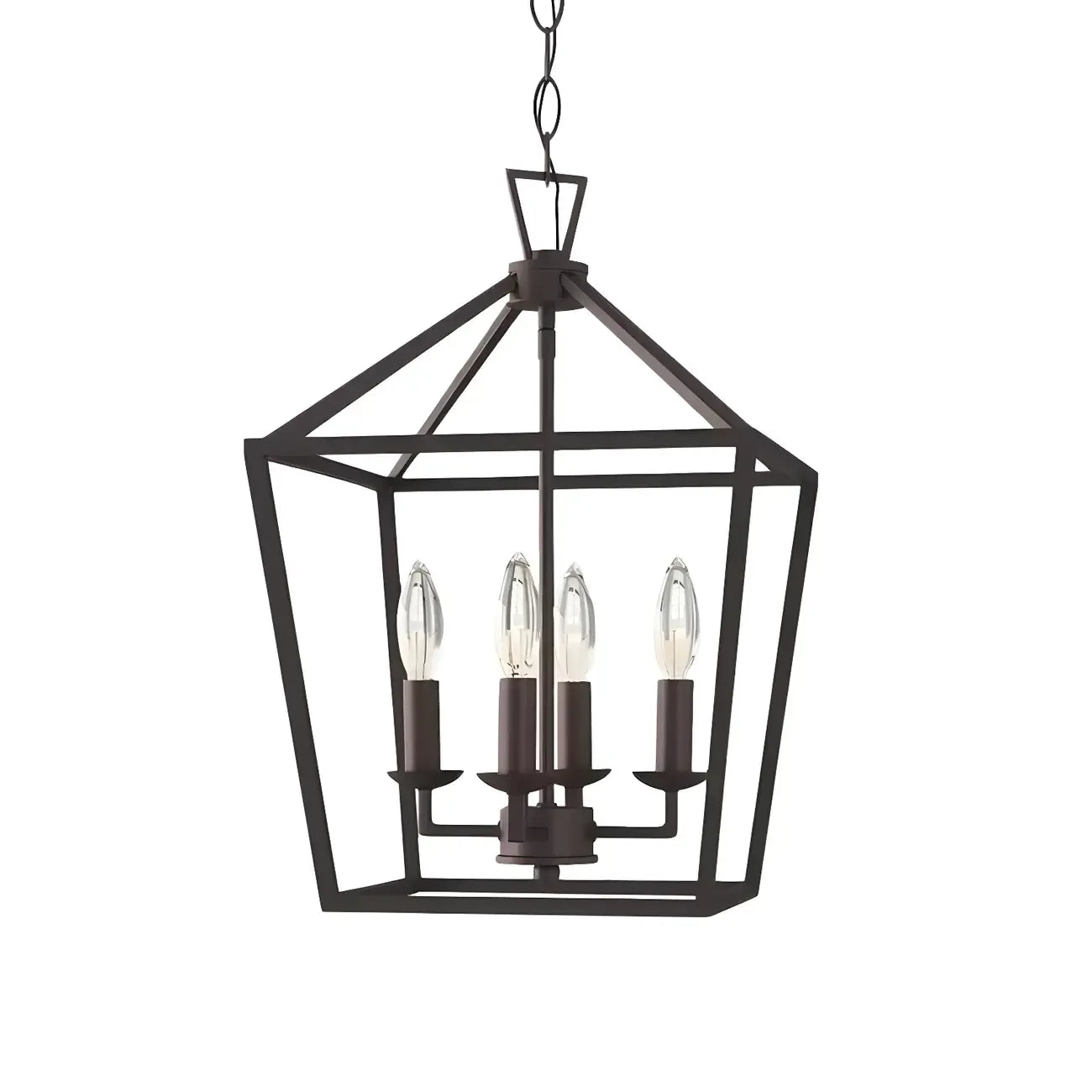 Black Geometric Metal Lantern Chandelier Modern Design
