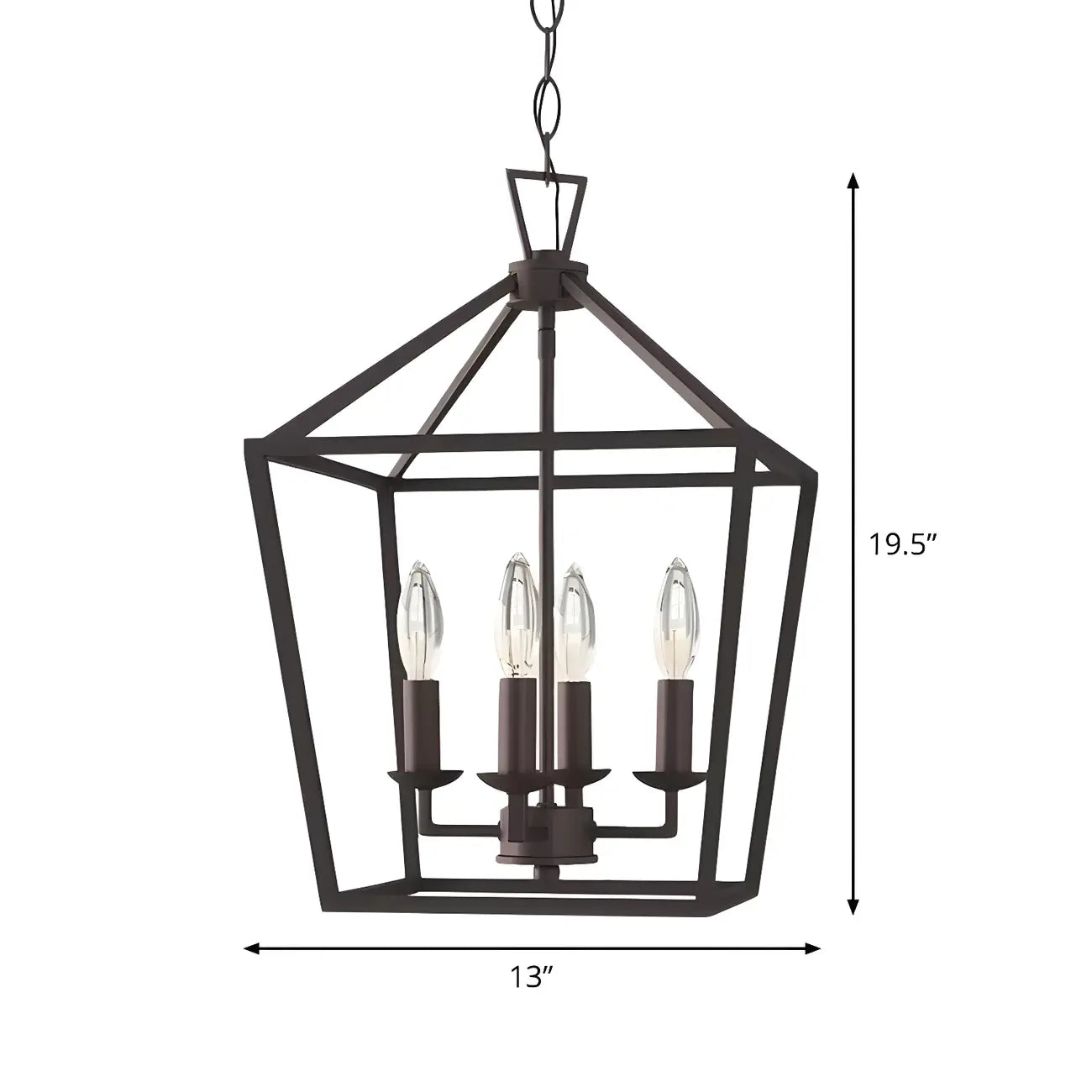 Black Geometric Metal Lantern Chandelier Modern Design