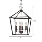 Black Geometric Metal Lantern Chandelier Modern Design