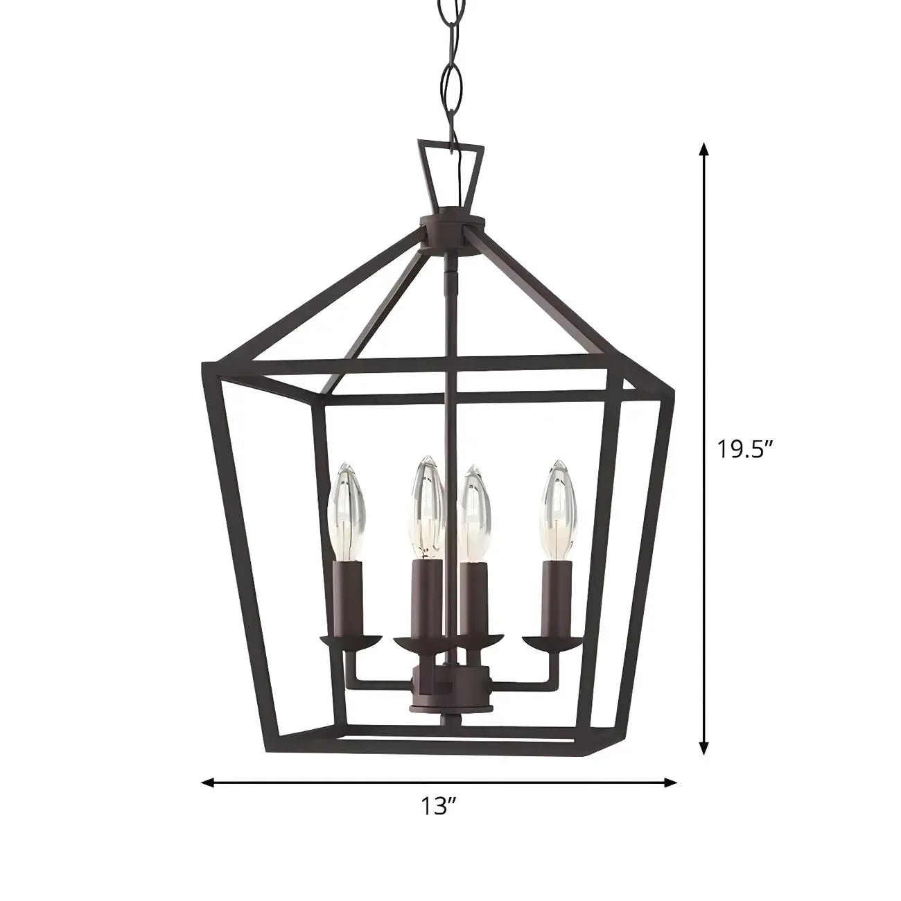 Black Geometric Metal Lantern Chandelier Modern Design