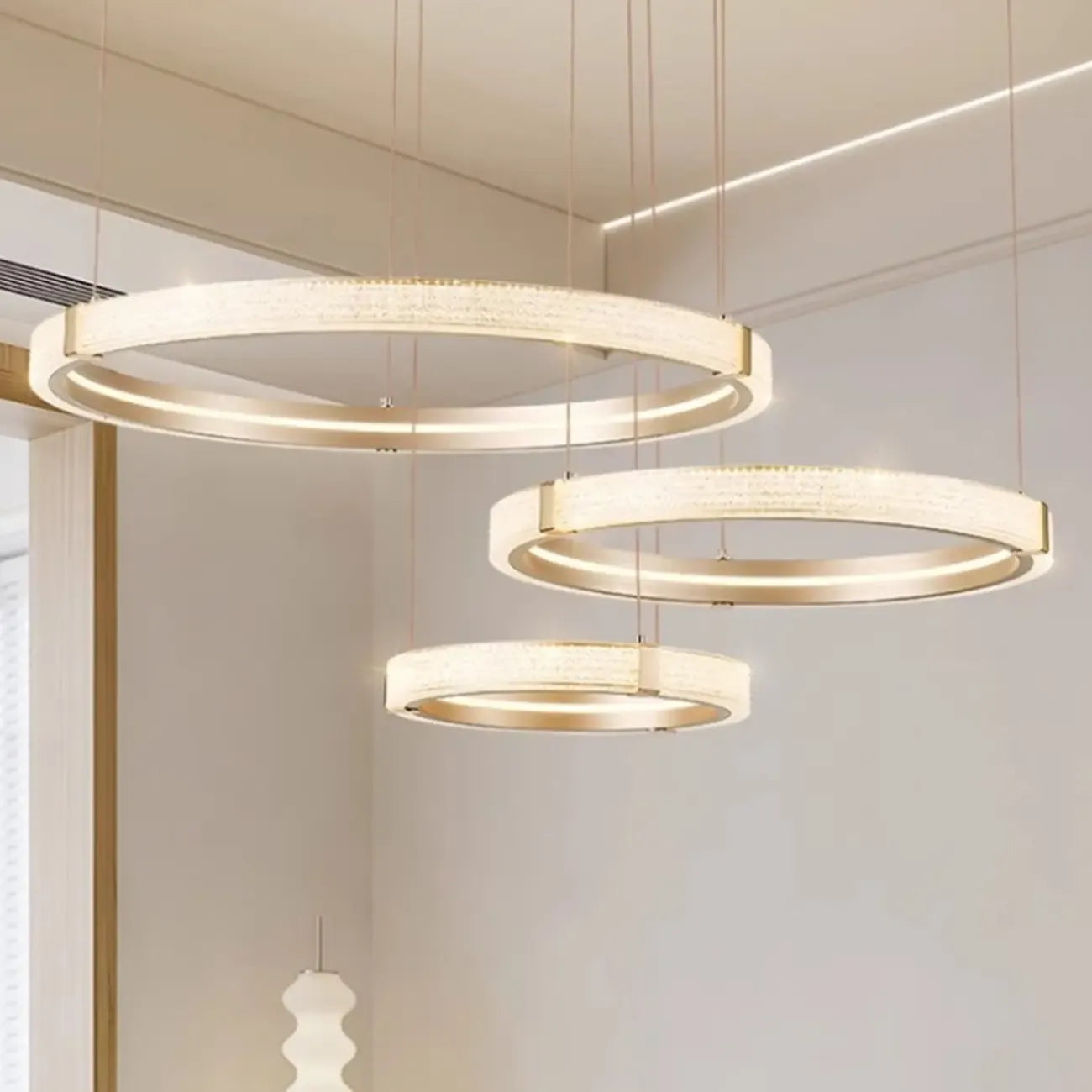 Gold Circular Crystal Ring Modern Chandelier Light