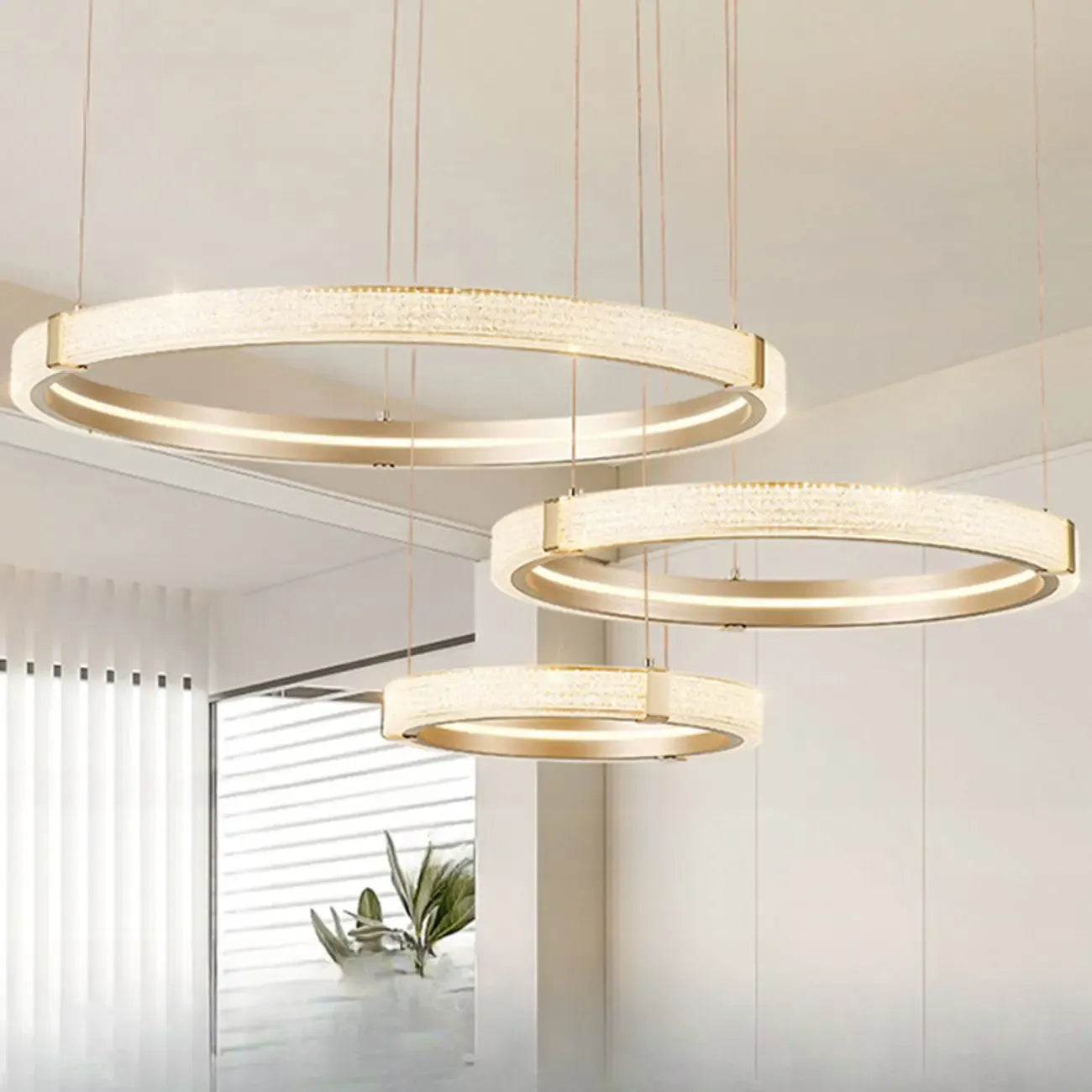 Gold Circular Crystal Ring Modern Chandelier Light