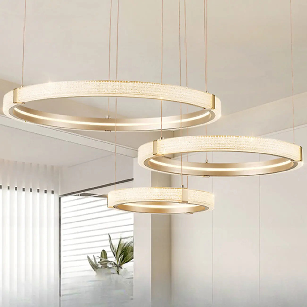 Gold Circular Crystal Ring Modern Chandelier Light