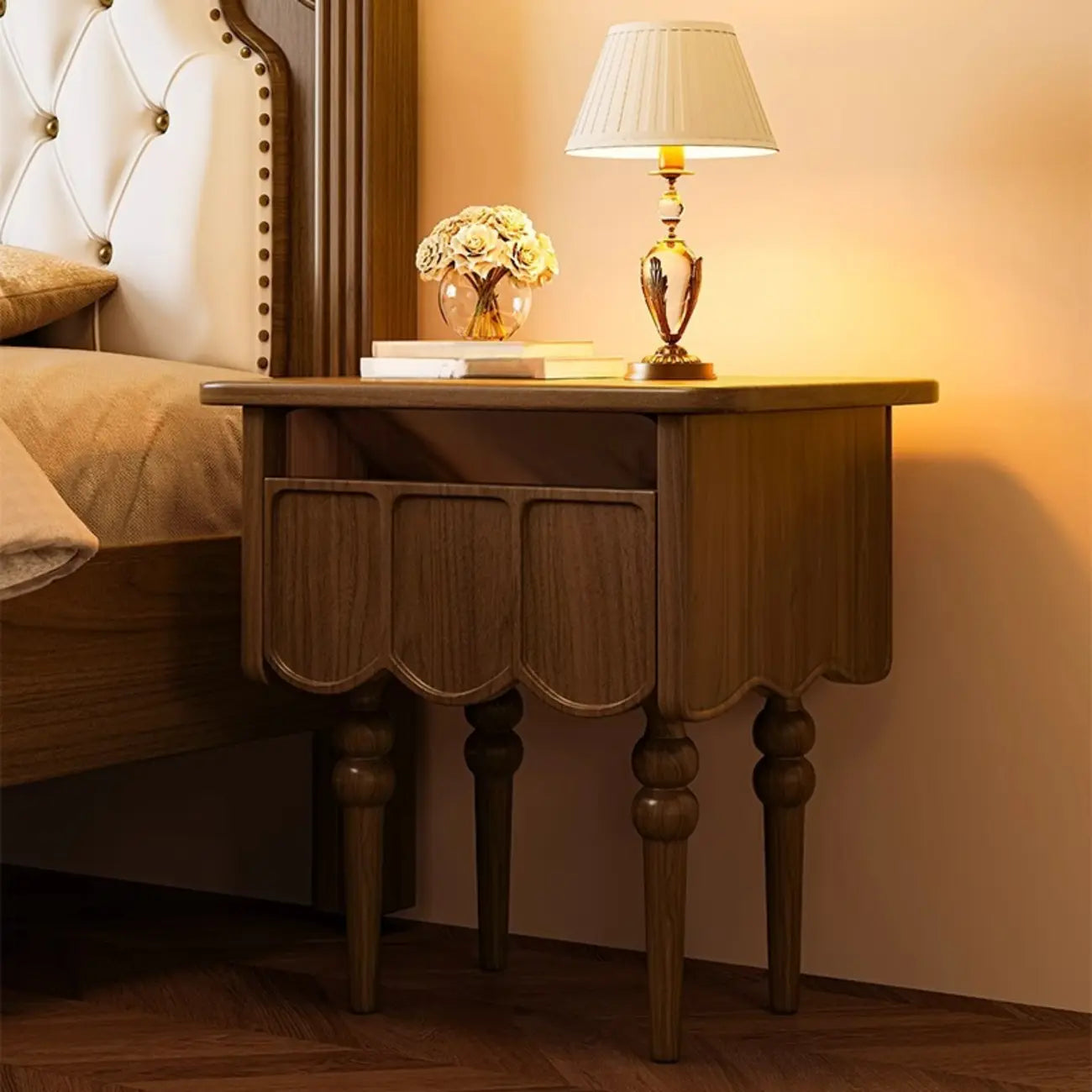 Narrow Modern Wood Nightstand with Drawer
