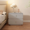 Modern Faux Leather 2-Drawer Nightstand