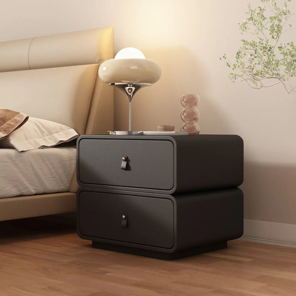 Modern Faux Leather 2-Drawer Nightstand