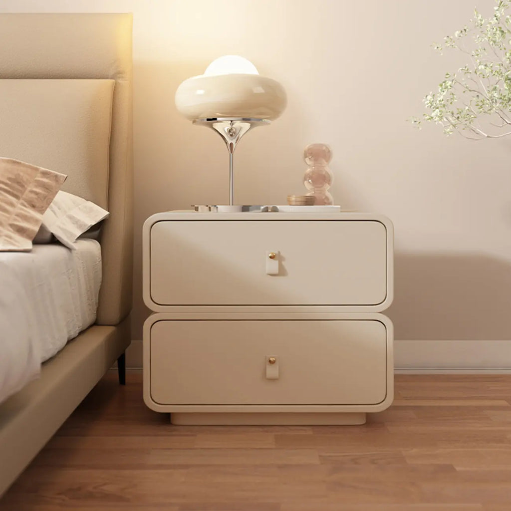 Modern Faux Leather 2-Drawer Nightstand