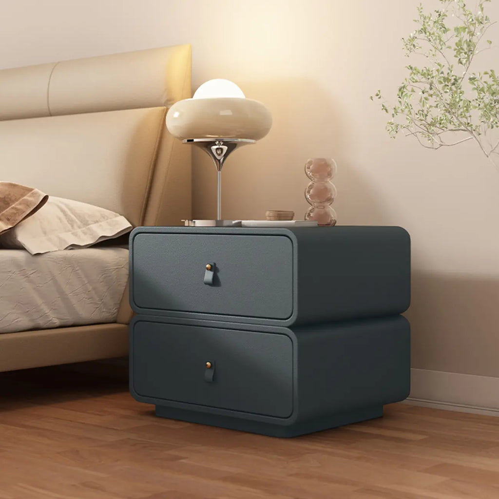 Modern Faux Leather 2-Drawer Nightstand