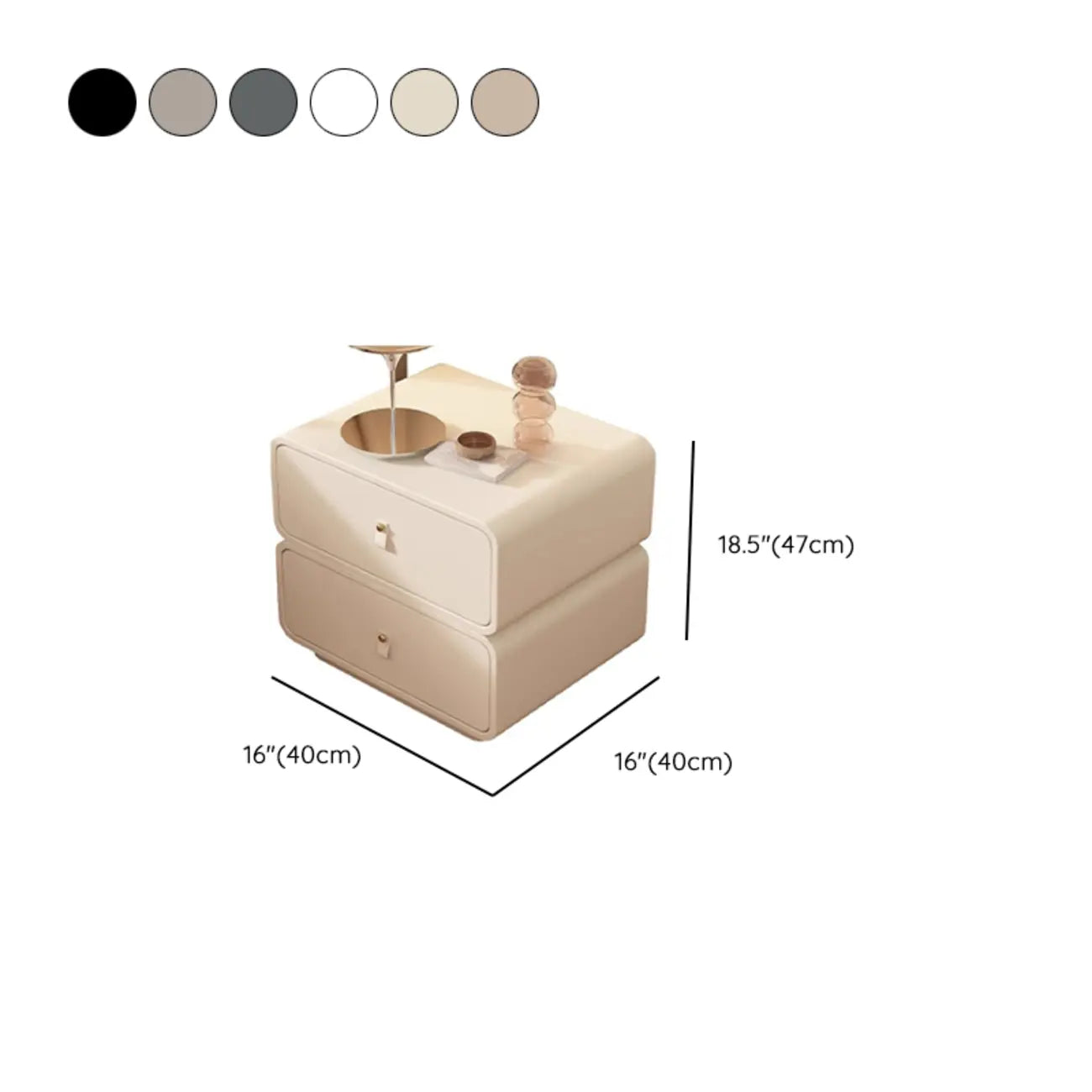 Modern Faux Leather 2-Drawer Nightstand