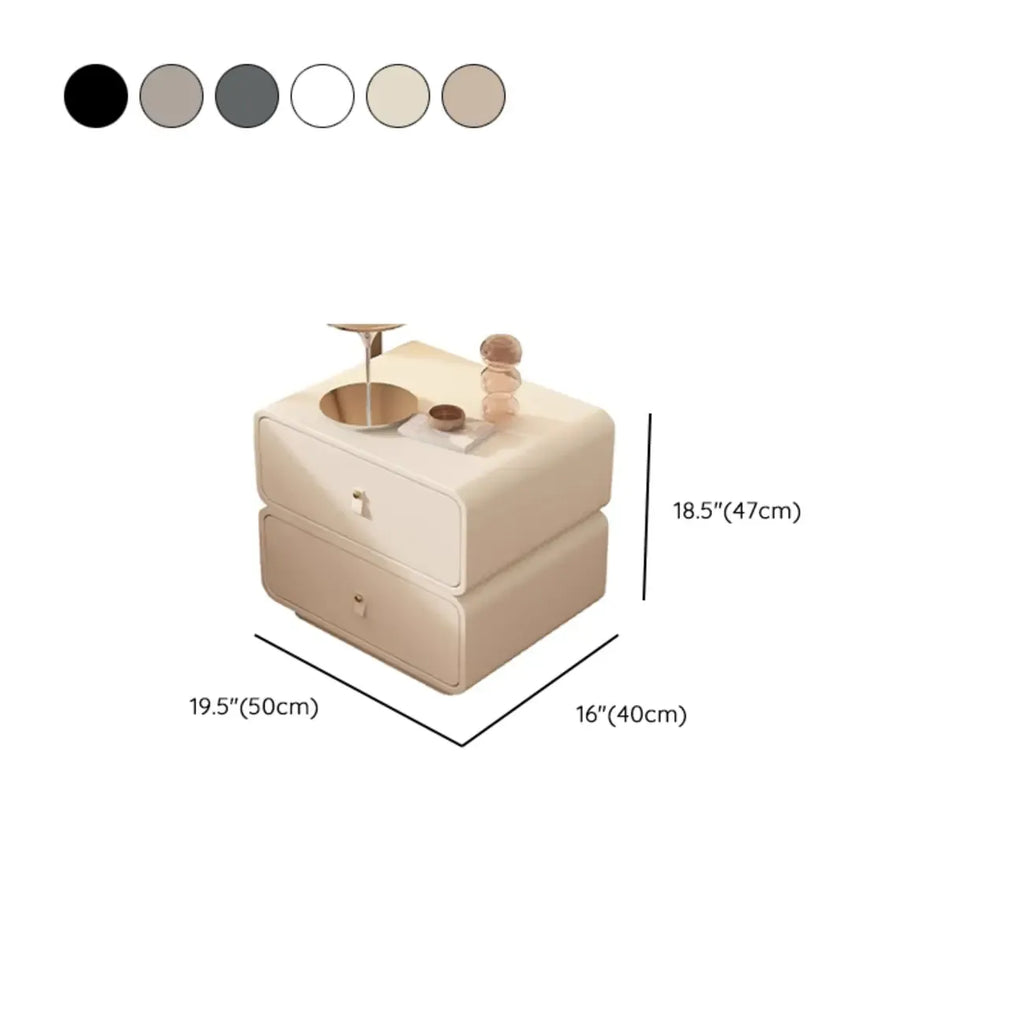 Modern Faux Leather 2-Drawer Nightstand