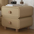 Pleather Scandinavian Nightstand With Faux Leather Finish