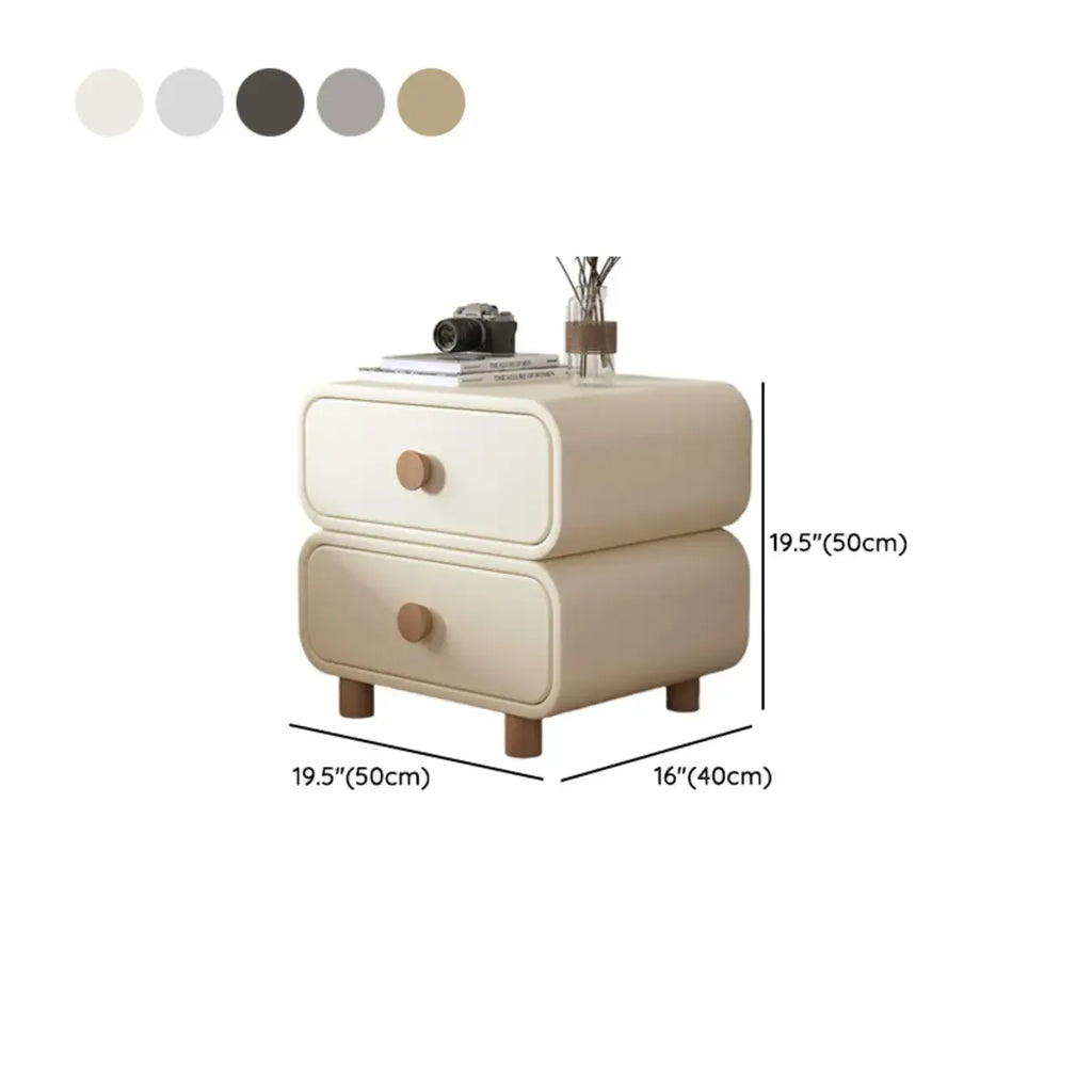 Pleather Scandinavian Nightstand With Faux Leather Finish