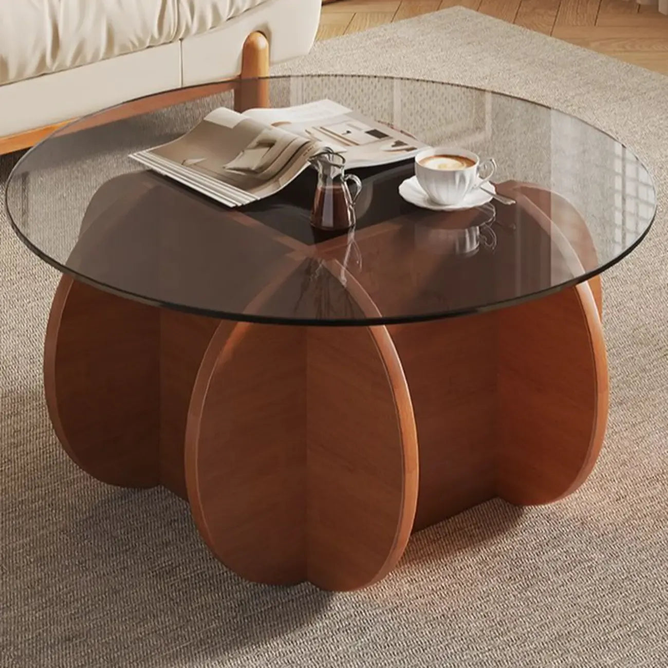 Modern Postmodern Glass Top Cross Legs Coffee Table