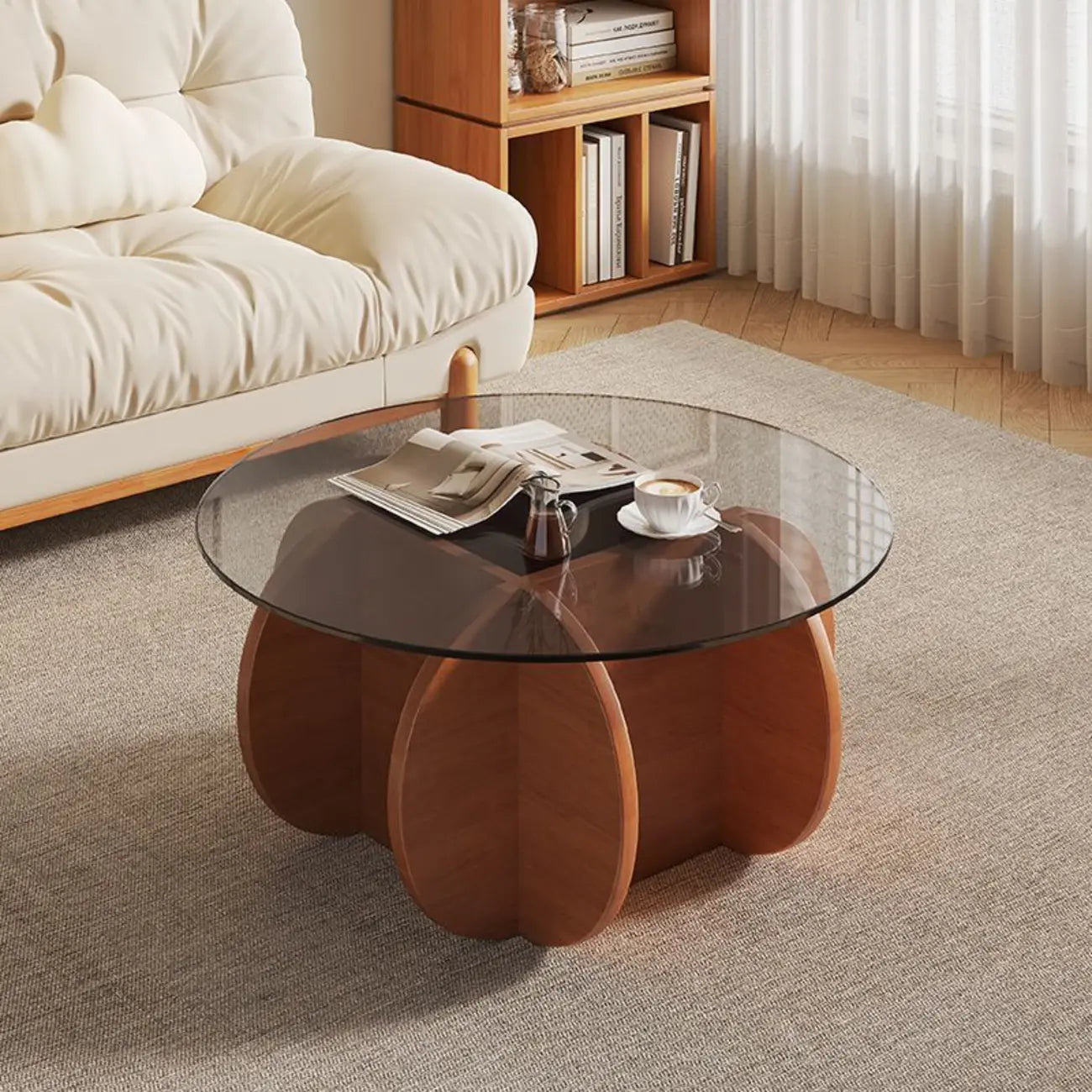 Modern Postmodern Glass Top Cross Legs Coffee Table