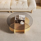 Modern Postmodern Glass Top Cross Legs Coffee Table