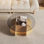Modern Postmodern Glass Top Cross Legs Coffee Table