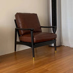 Mid-Century Modern Genuine Leather Arm Chair Living Room