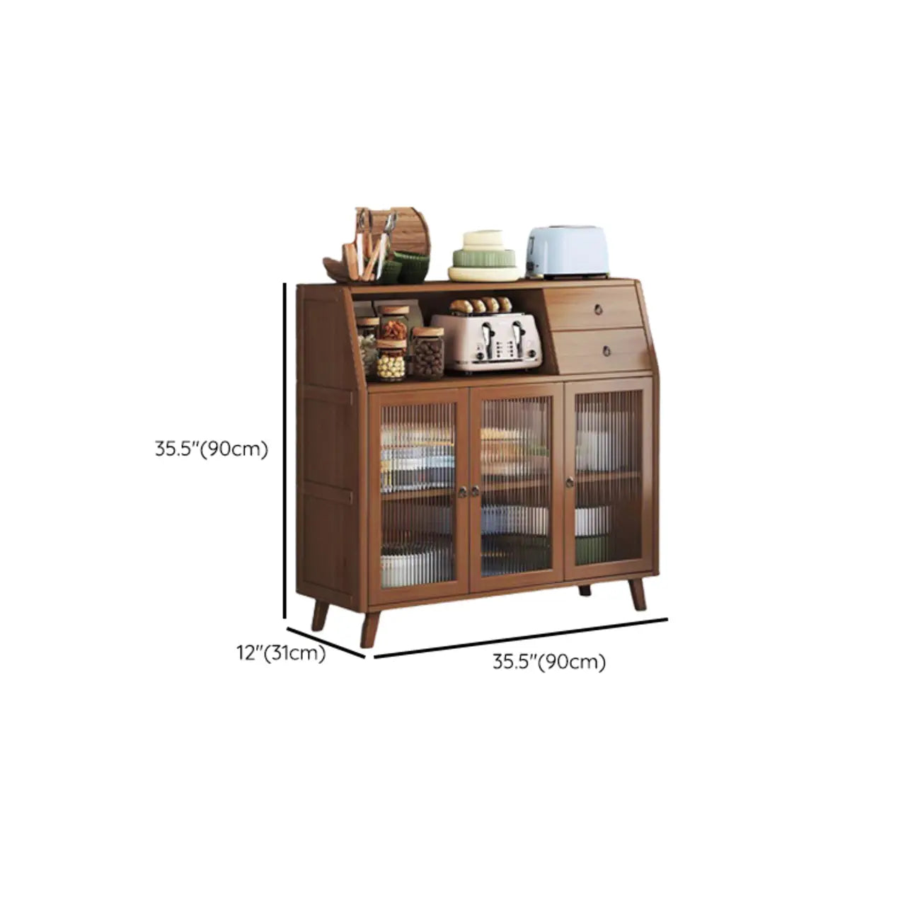 Modern Bamboo Narrow Sideboard with Drawers