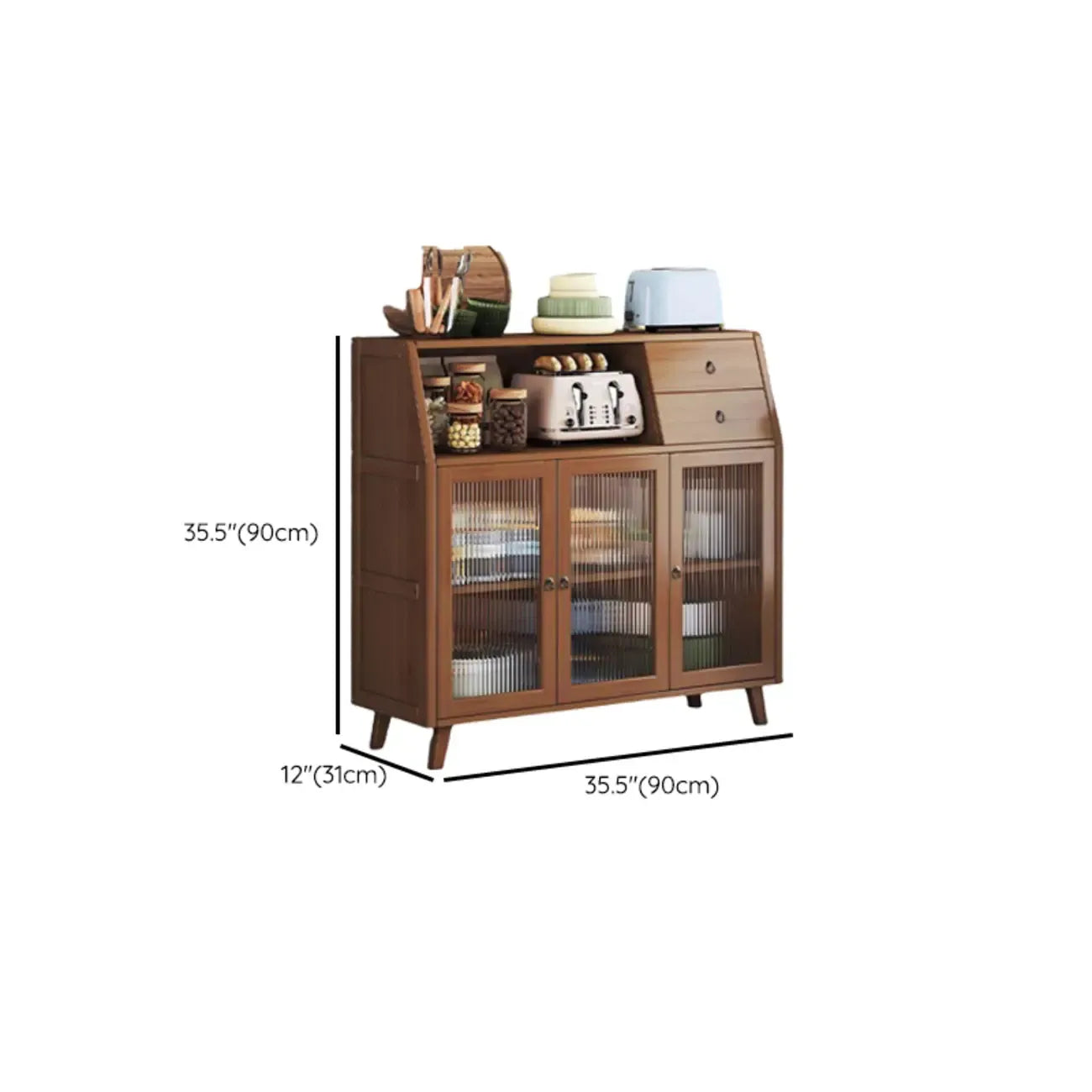 Modern Bamboo Narrow Sideboard with Drawers