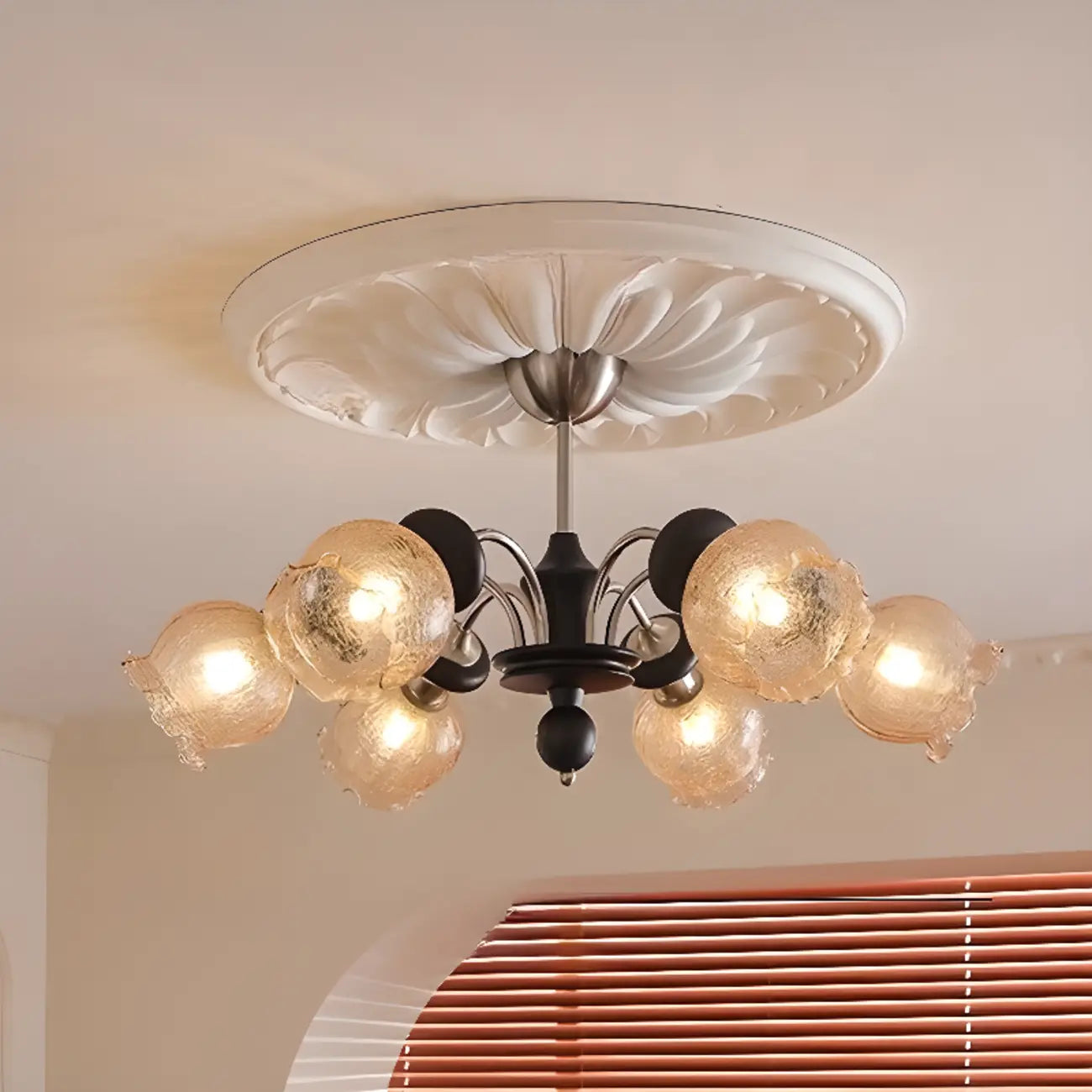 Black Crystalline Glass Globe Modern Chandelier Lights