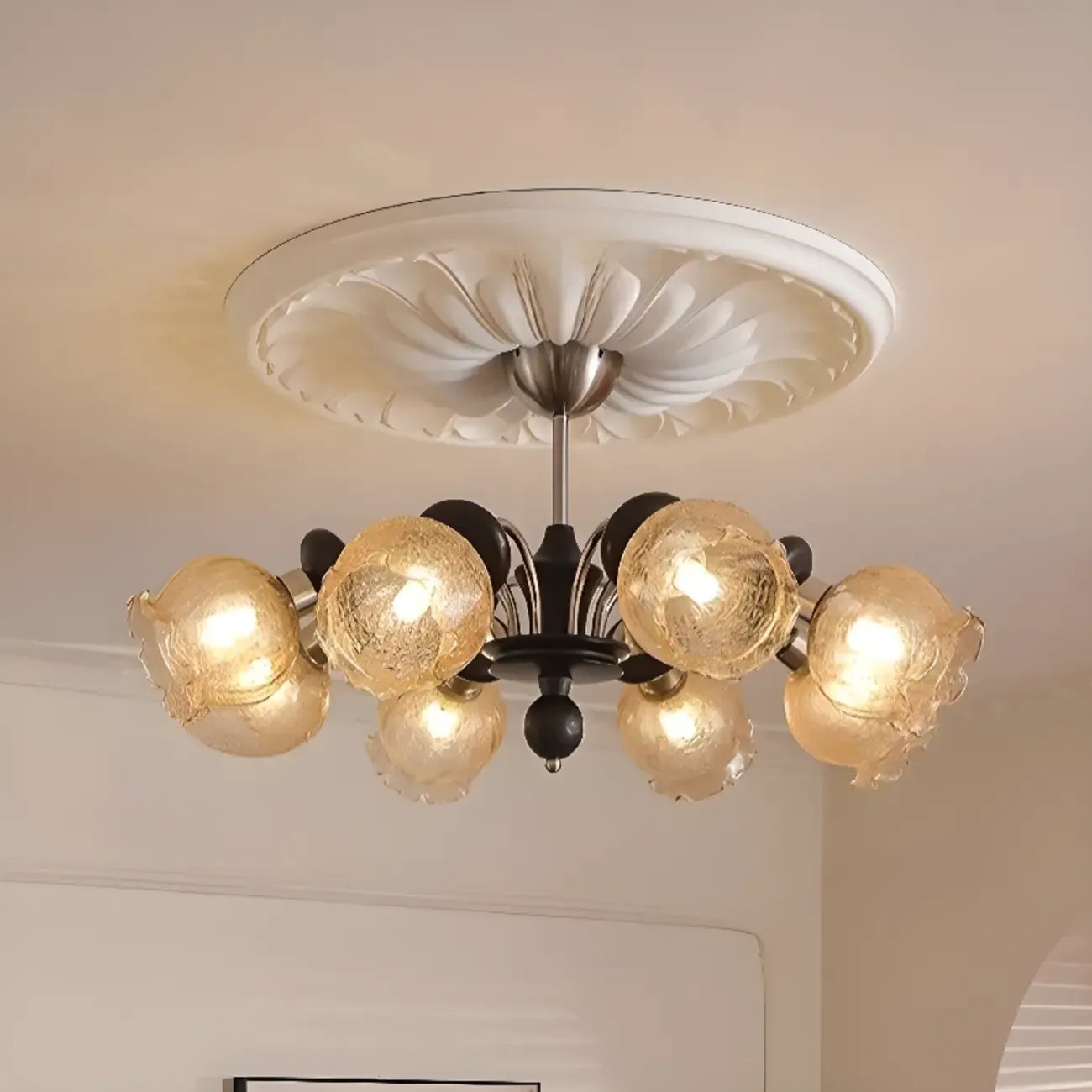 Black Crystalline Glass Globe Modern Chandelier Lights