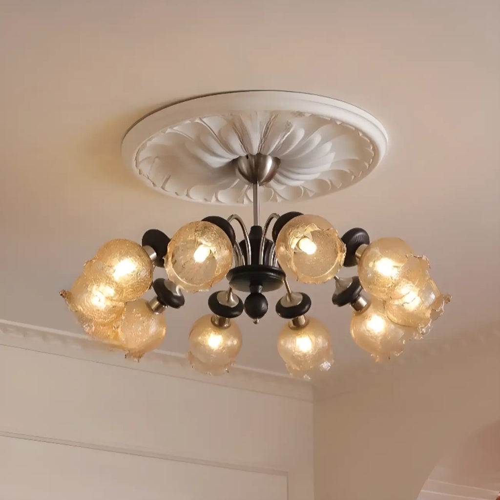 Black Crystalline Glass Globe Modern Chandelier Lights