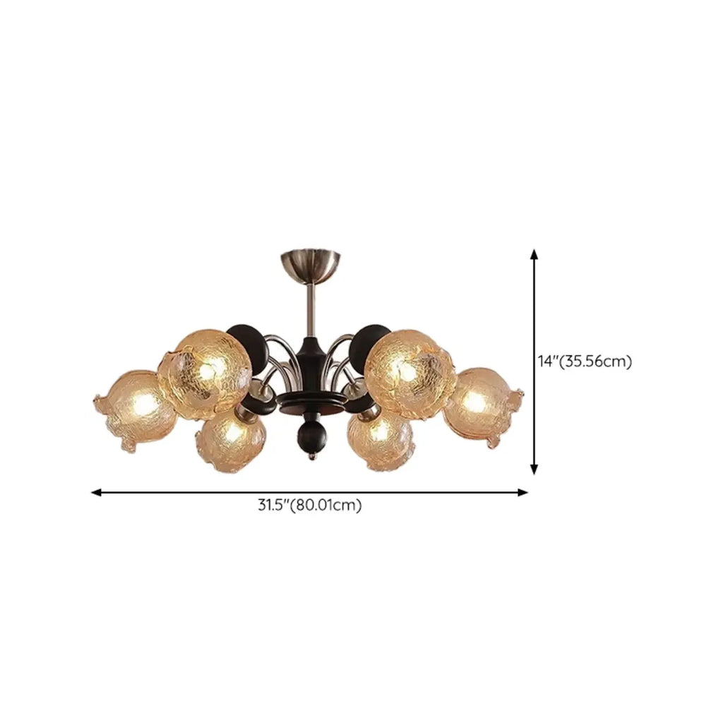 Black Crystalline Glass Globe Modern Chandelier Lights