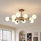 Gold Linear Glass Orb Modern Chandelier Light