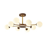 Gold Linear Glass Orb Modern Chandelier Light