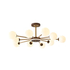 Gold Linear Glass Orb Modern Chandelier Light