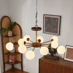 Gold Linear Glass Orb Modern Chandelier Light