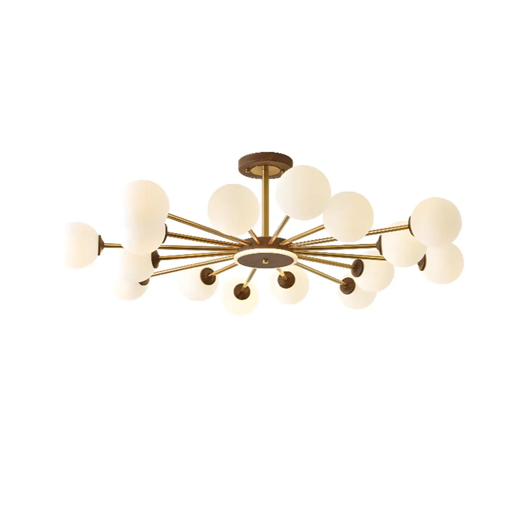 Gold Linear Glass Orb Modern Chandelier Light