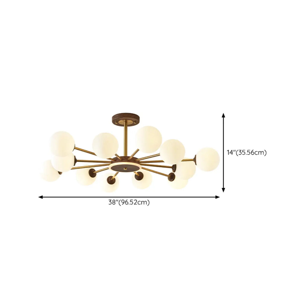 Gold Linear Glass Orb Modern Chandelier Light