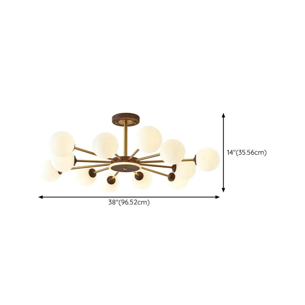 Gold Linear Glass Orb Modern Chandelier Light