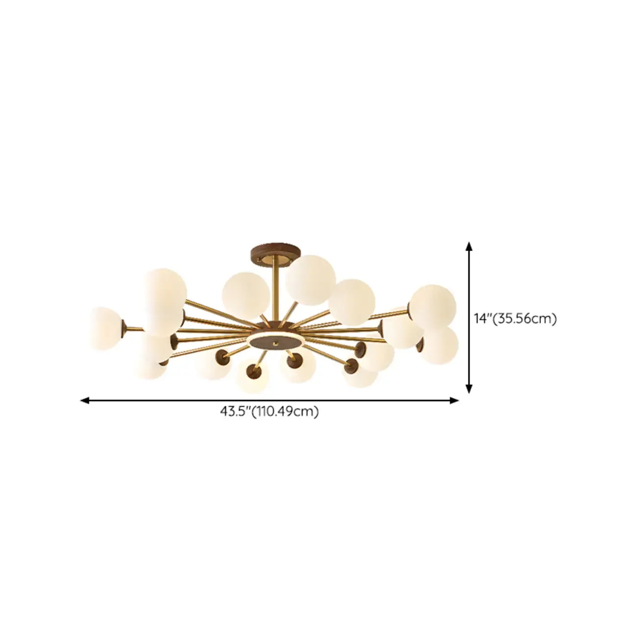 Gold Linear Glass Orb Modern Chandelier Light