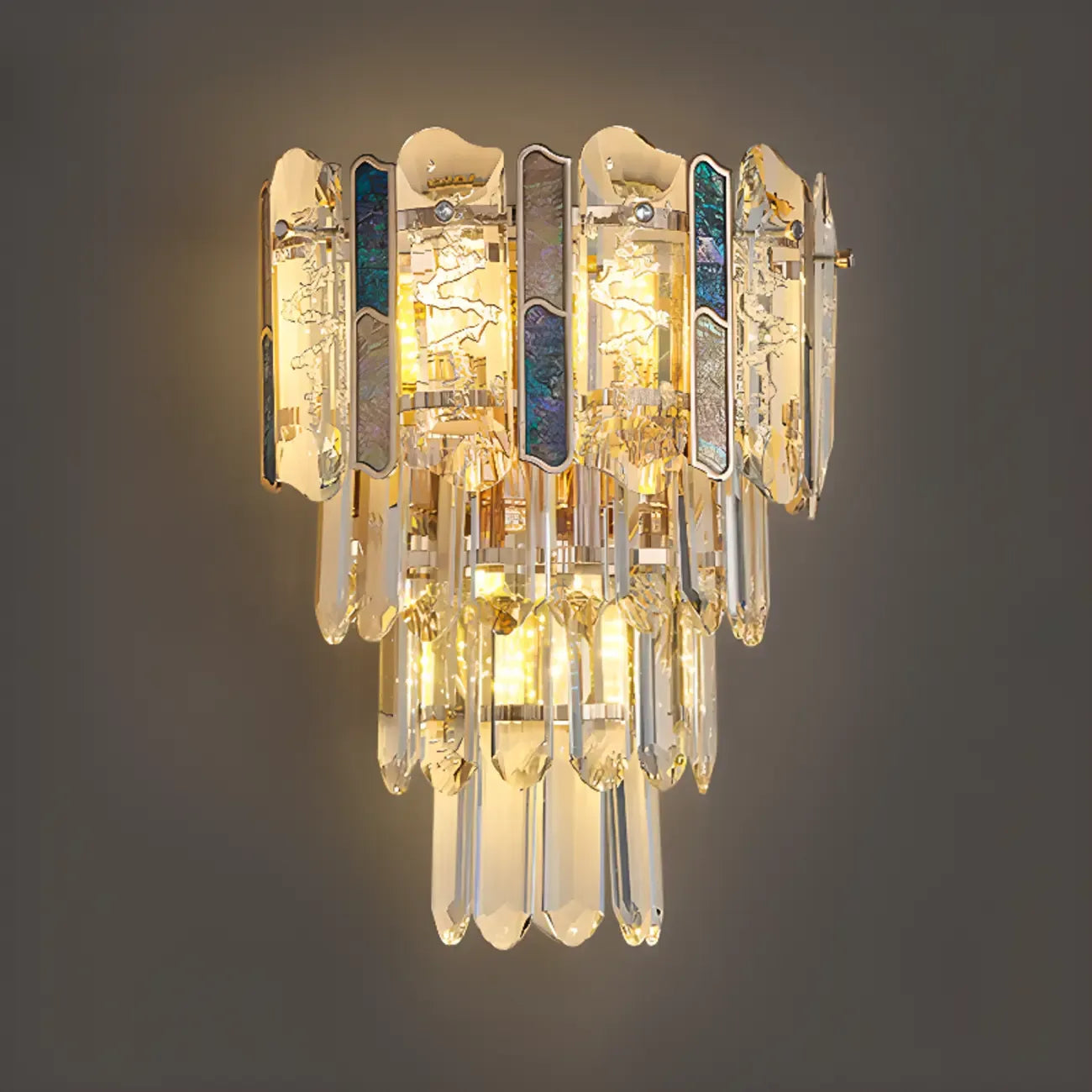 Modern Luxury Crystal Wall Sconce with Gold Finish