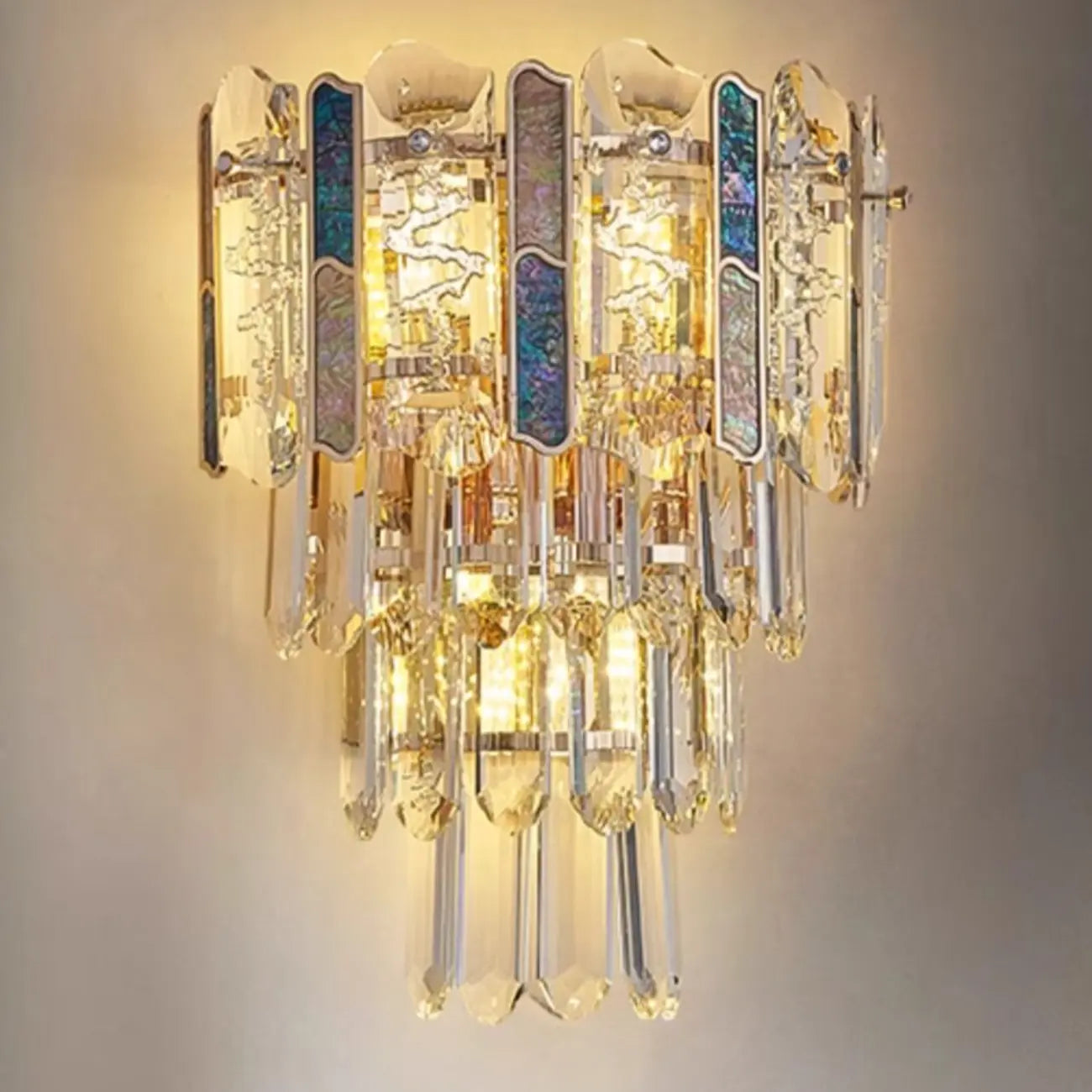 Modern Luxury Crystal Wall Sconce with Gold Finish