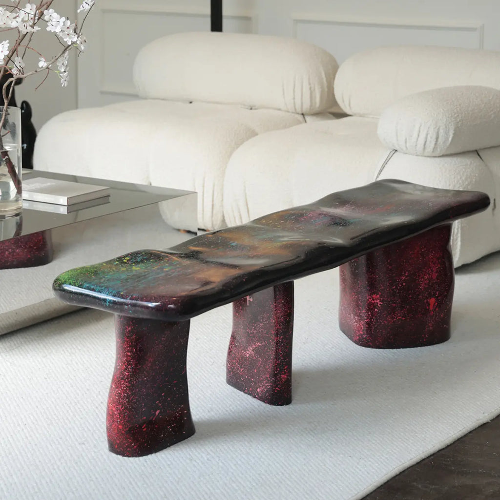 Modern Abstract Fiberglass Entryway Bench
