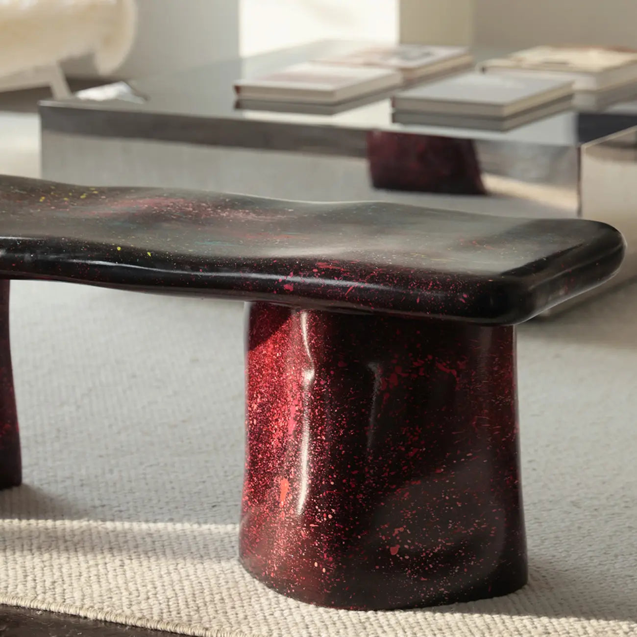Modern Abstract Fiberglass Entryway Bench